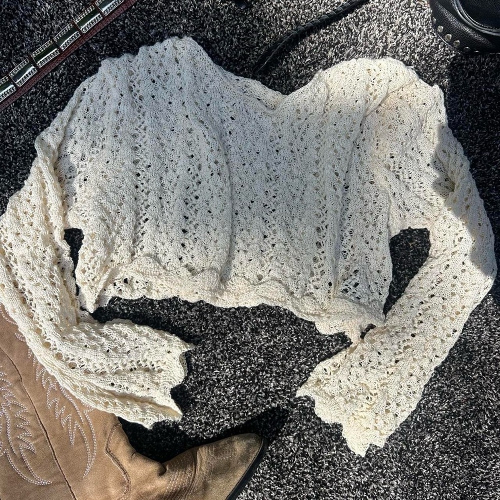 Princess Polly Cream Long Sleeve Crochet Top